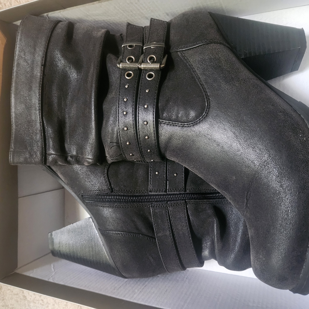 Levity Charcoal Ankle Boots with Double Buckle